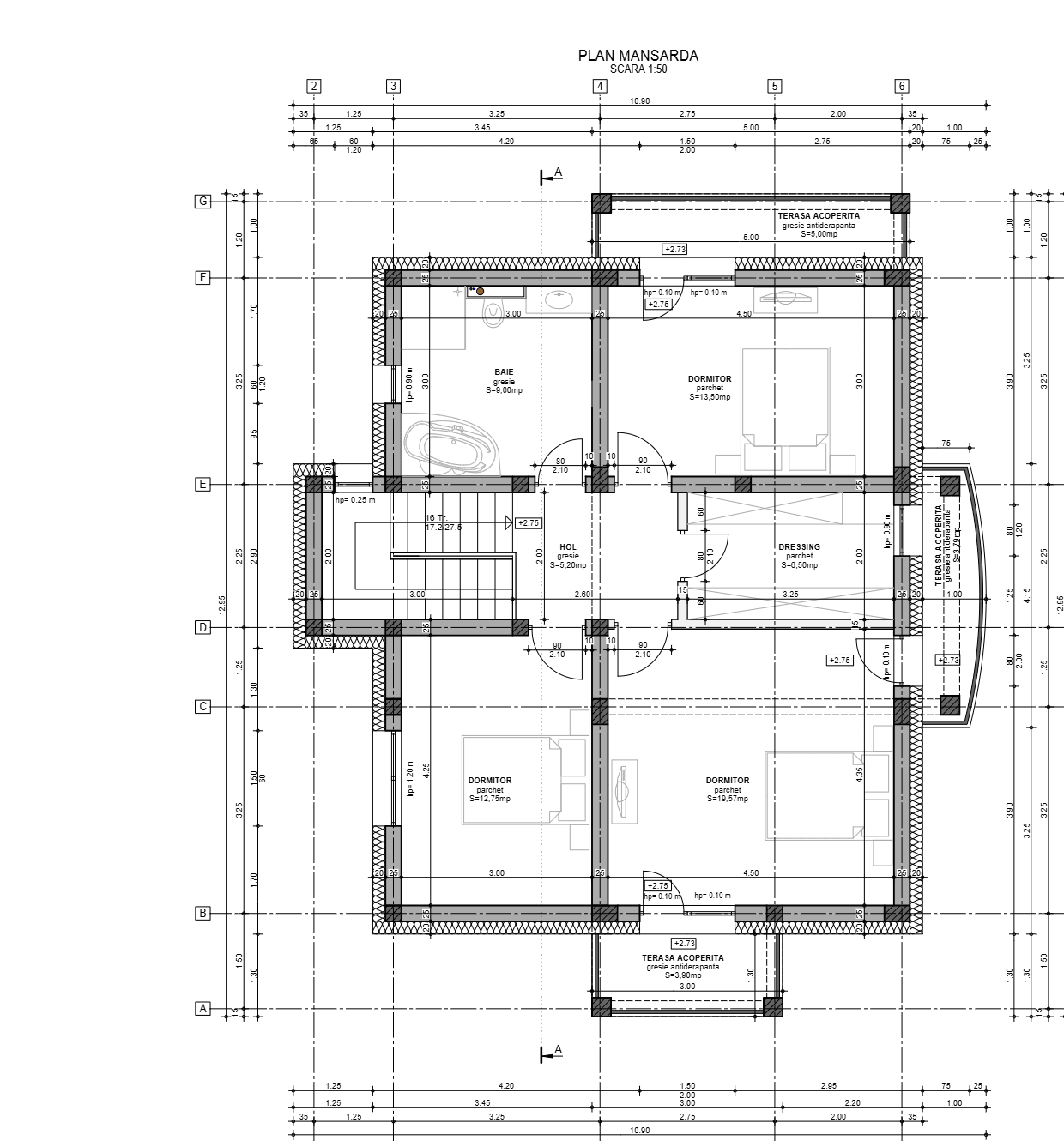 Plan mansardă Casa Alexandru