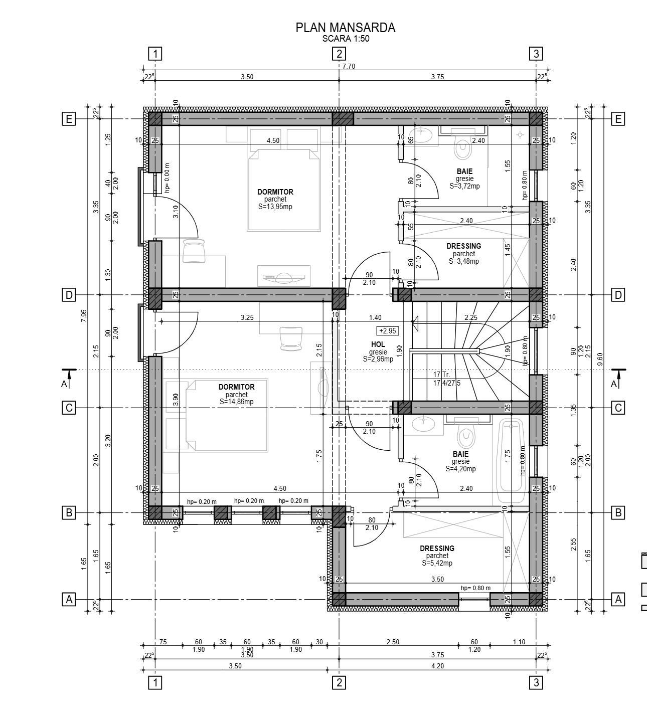 Plan mansardă Casa Adriana