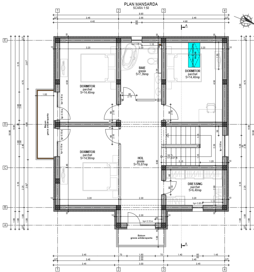 Plan mansardă Casa Fisun