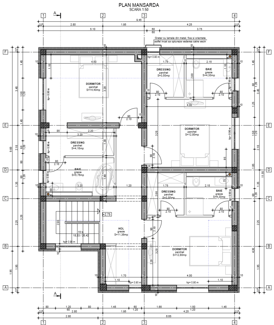 Plan mansardă Casa Lăcrămioara