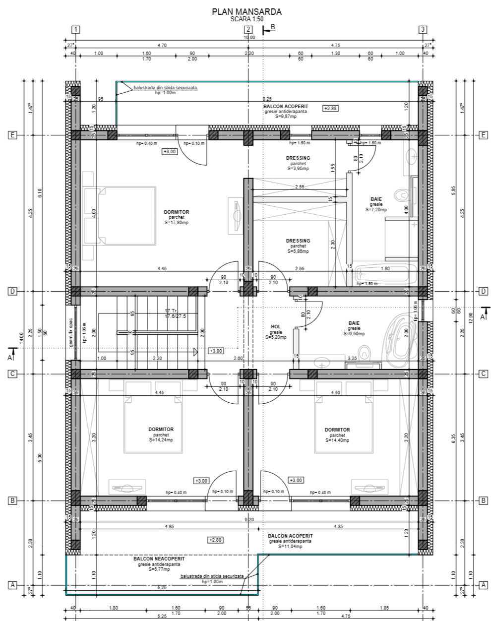Plan mansardă Casa Marius