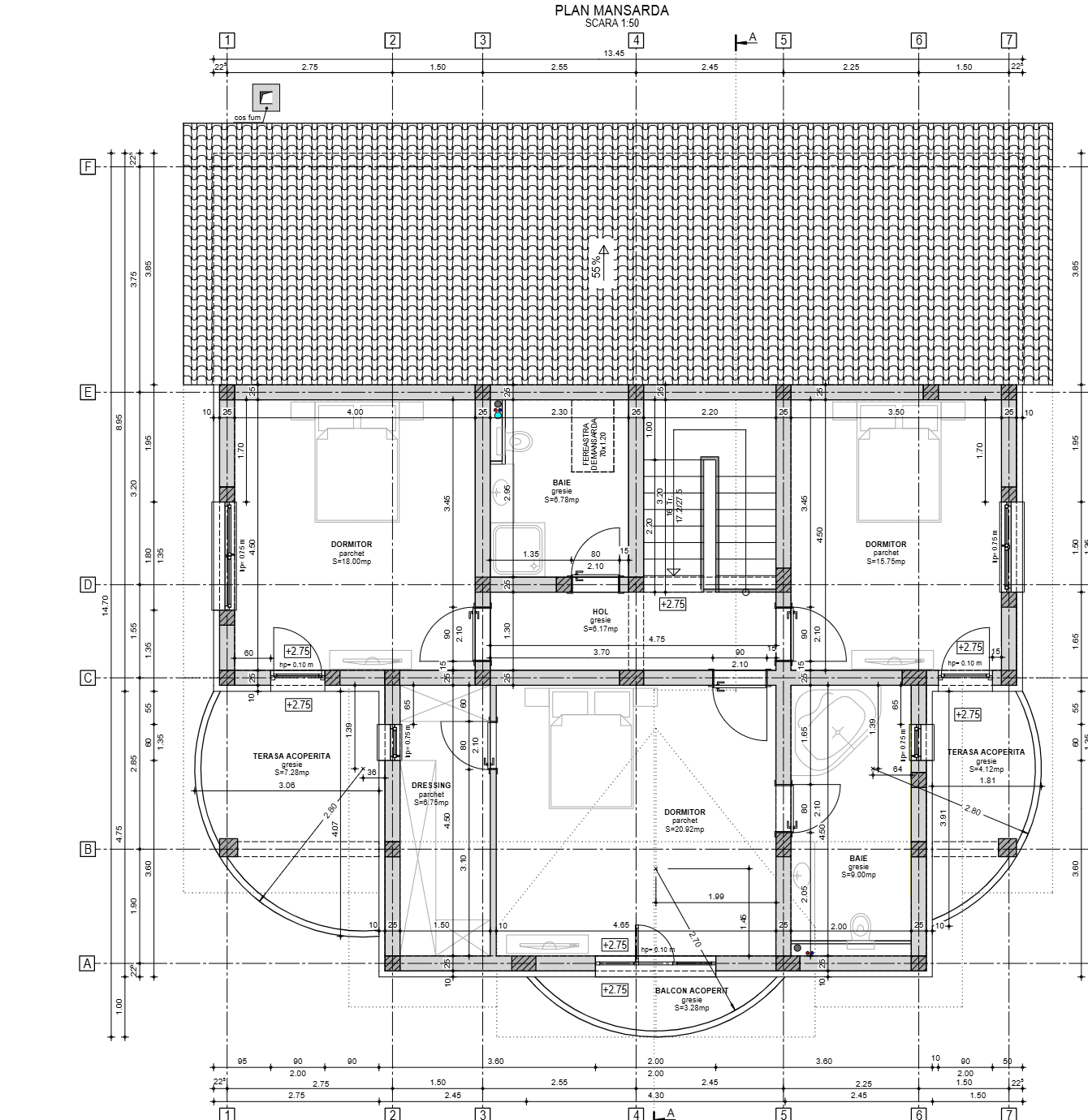 Plan mansardă Casa Petruț