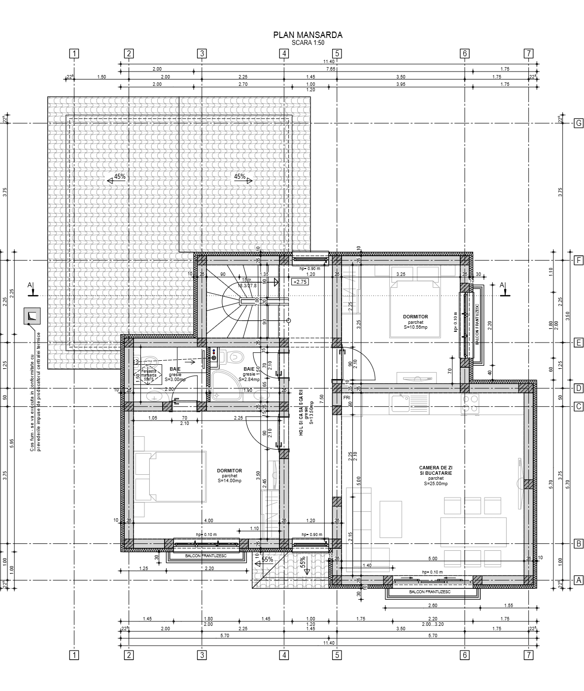 Plan mansardă Casa Vasile